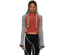 Orange & Grey Paneled Turtleneck