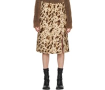 Brown Print Midi Skirt