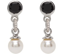 SSENSE Exclusive White Gold Onyx Pearl Earrings