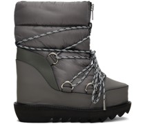 Gray Lace-Up Ankle Boots