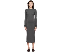 Gray Detailed Midi Dress