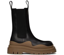 Black & Taupe Tire Chelsea Boots