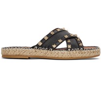 Black Rockstud Espadrille Slide Sandals