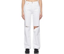 White Distressed High Rise Loose Jeans