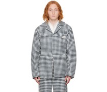 Navy & White Houndstooth Blazer