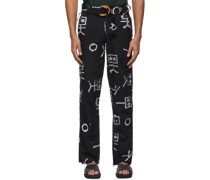 Black Hand-Dyed Graphic Trousers