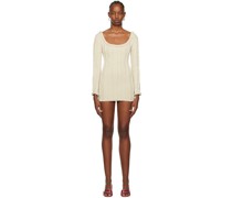 Beige Braided 3D Stripe Minidress