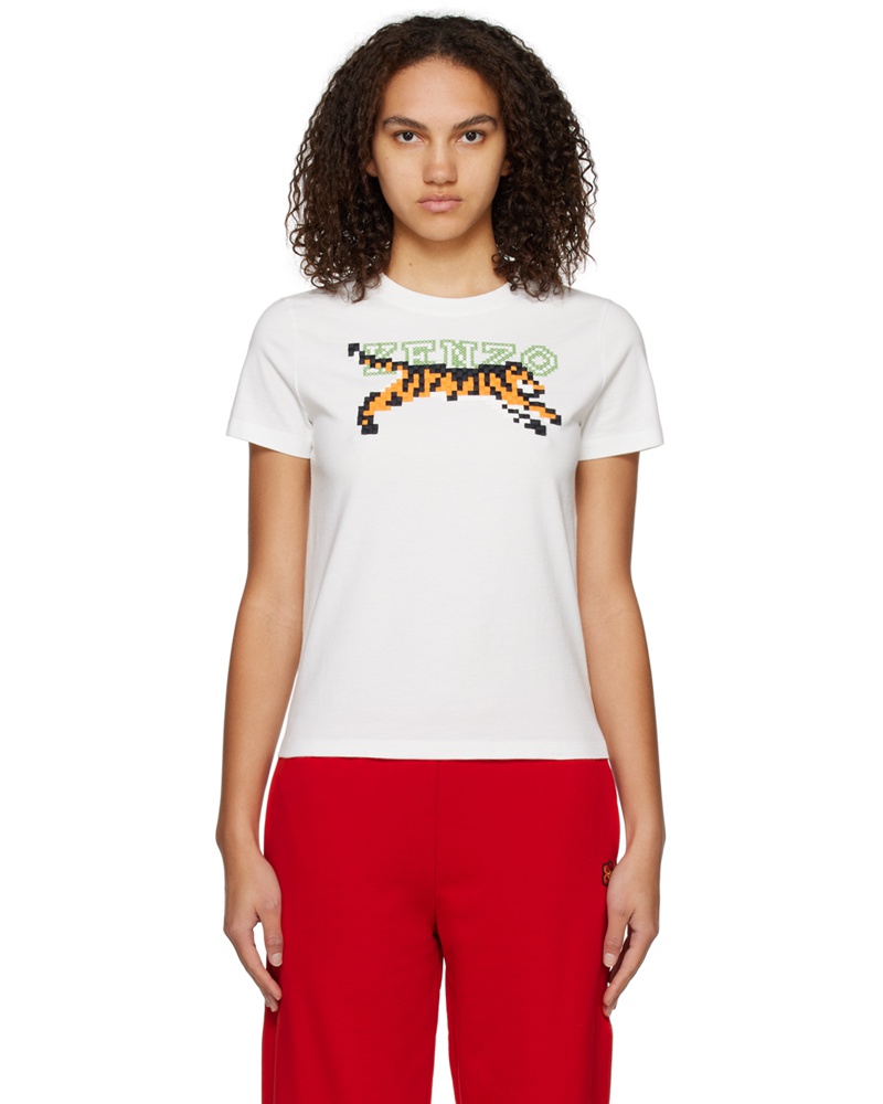 Kenzo Damen Off-White Paris Pixel Classic T-Shirt