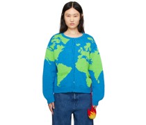 Blue & Green World Map Stuffie Cardigan