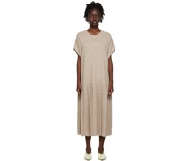 Beige Shift Midi Dress