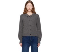 Gray Spread Collar Cardigan