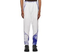 White & Blue Graphic Sweatpants