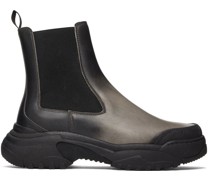 Black & Beige Sprayed Chelsea Boots
