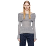 Gray Off Shoulder Sweater
