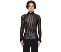 Black Laddered Turtleneck
