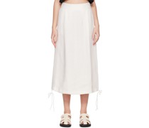 White Drawstring Midi Skirt