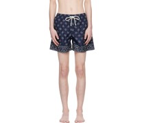 Navy Paisley Swim Shorts