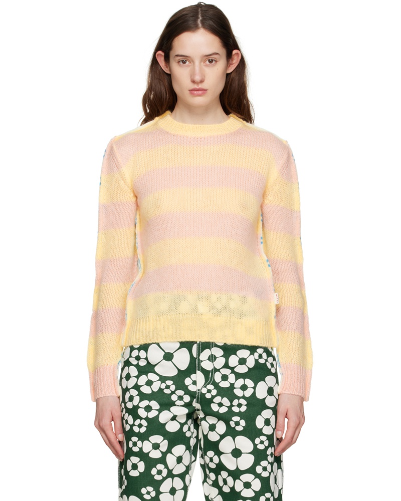 Marni Damen Multicolor Contrast Striped Sweater