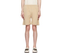Beige Snap Front Shorts