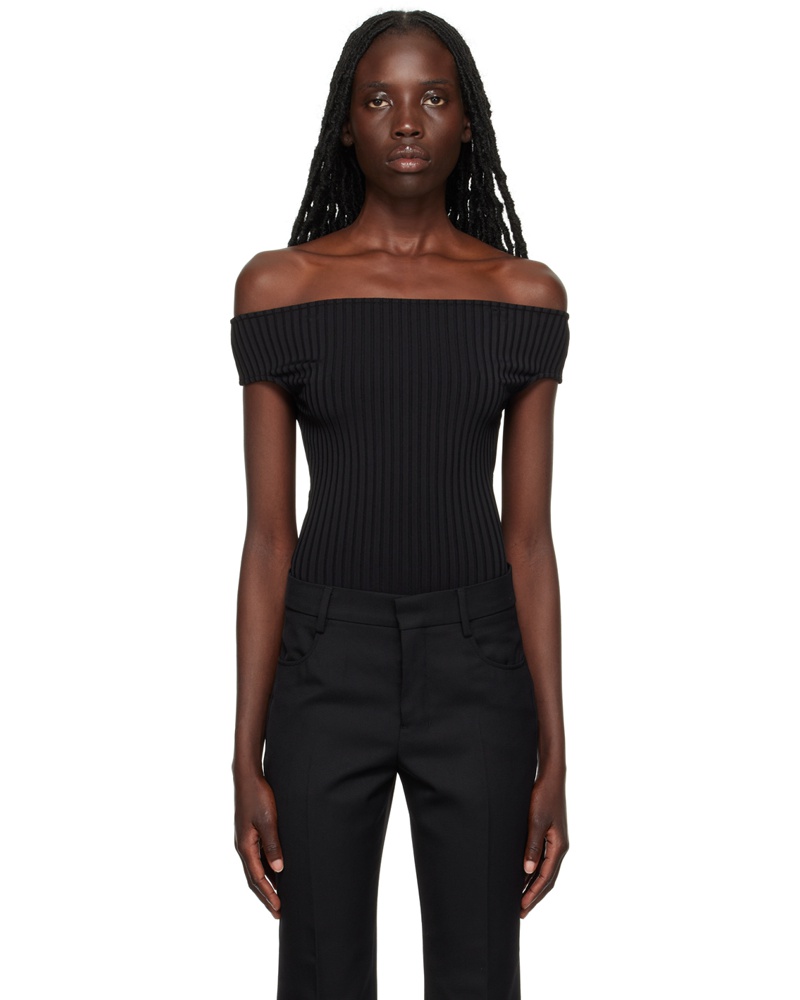 Ami Damen Black Bare Shoulder Bodysuit