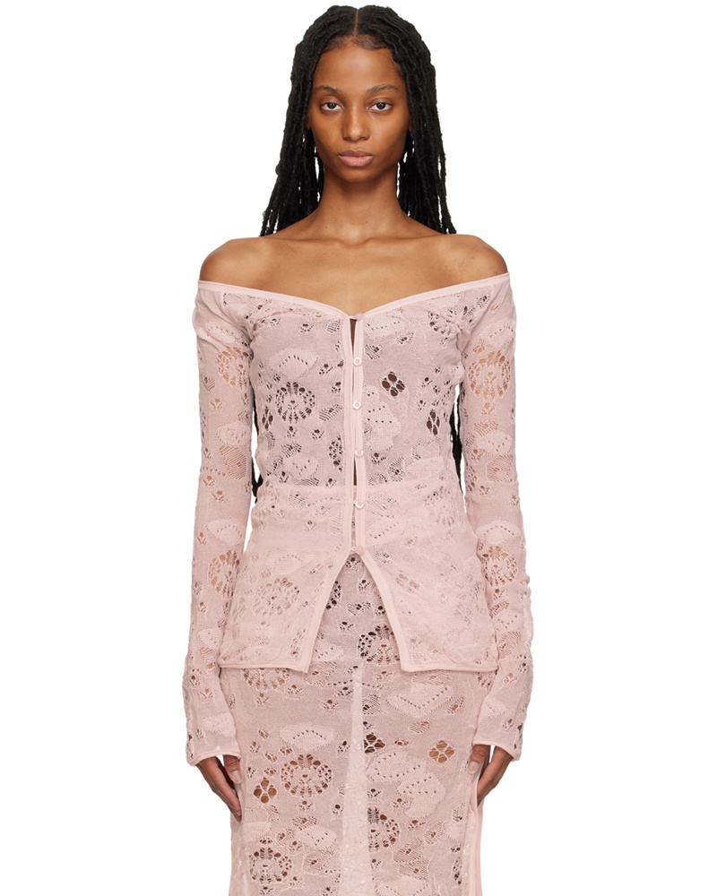 Olēnich Damen Pink Cutout Cardigan