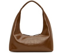 Brown Medium Crinkled Shoulder Bag