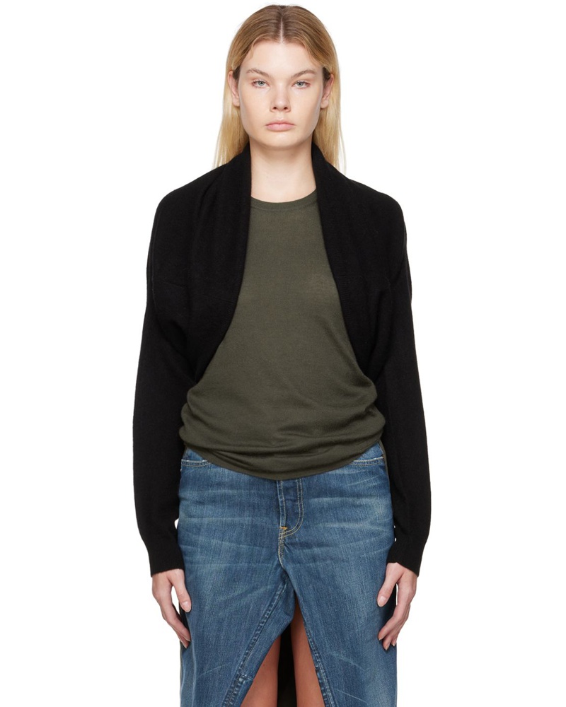 Frenckenberger Damen Black Mini Bolero Cardigan