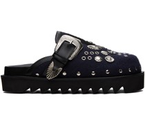 SSENSE Exclusive Black & Navy Studded Loafers
