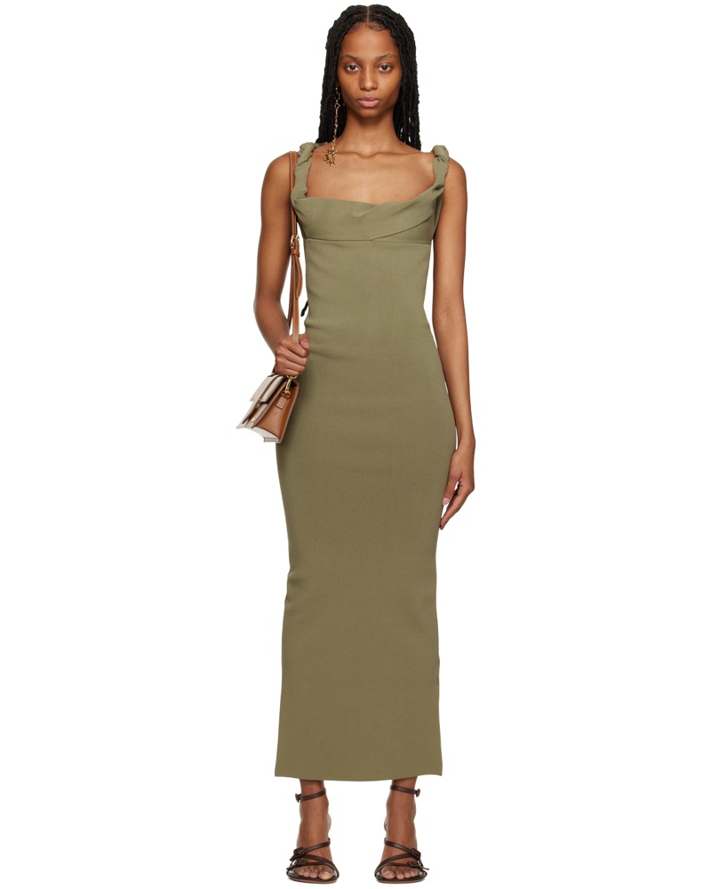 Jacquemus Damen Khaki Le Raphia 'La Robe Maille Alca' Maxi Dress Jacquemus Damen Khaki Le Raphia 'La Robe Maille Alca' Maxi Dress