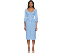 Blue Gingham Midi Dress