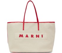 Beige & Red Small Reversible Janus Shopping Tote