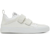 White Leather Strap Logo Sneakers