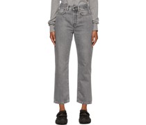 Grey Mece Straight Fit High Rise Jeans