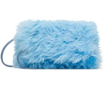 Blue Shearling Shoulder Bag