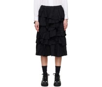 Black Tiered Midi Skirt