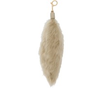 Gold & Taupe Shearling Charm Keychain