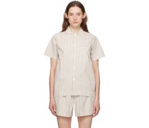 Off-White & Brown Short Sleeve Pyjama Shirt