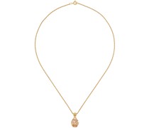 Gold & Orange Oval Stone Necklace