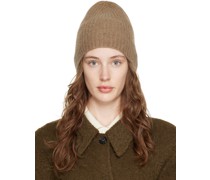 Brown Ribbed Beanie