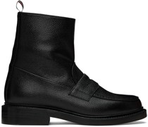 Black Penny Loafer Ankle Boots