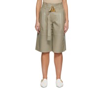 Khaki Leather Carson Shorts