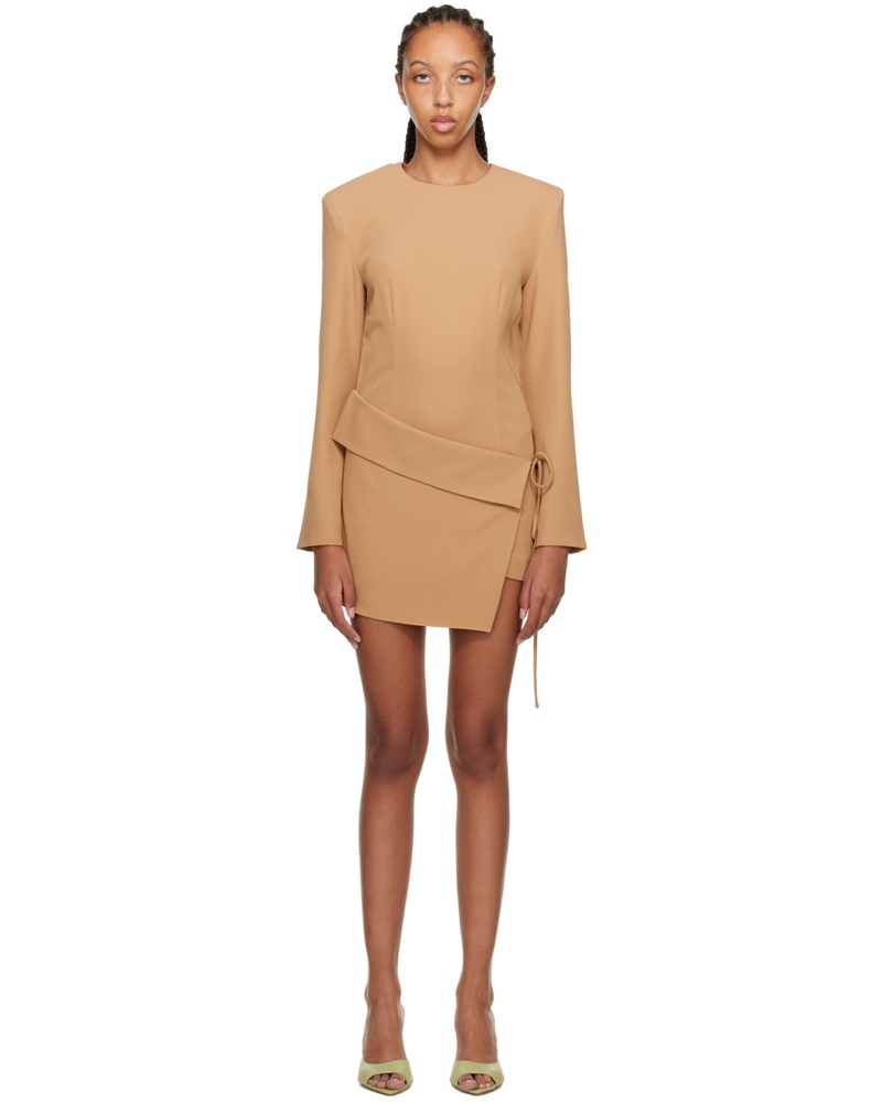 YUZEFI Damen Beige Wrap Skirt Minidress