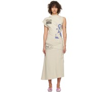 Beige Printed Long Dress