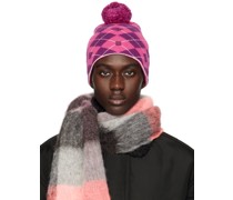 Pink & Purple Argyle Jacquard Beanie