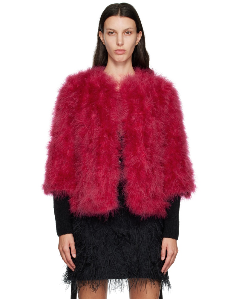 Yves Salomon Damen Pink Feather Jacket
