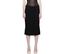 Black Mirror-Image Midi Skirt