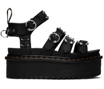 Black Blaire Piercing Leather Platform Sandals