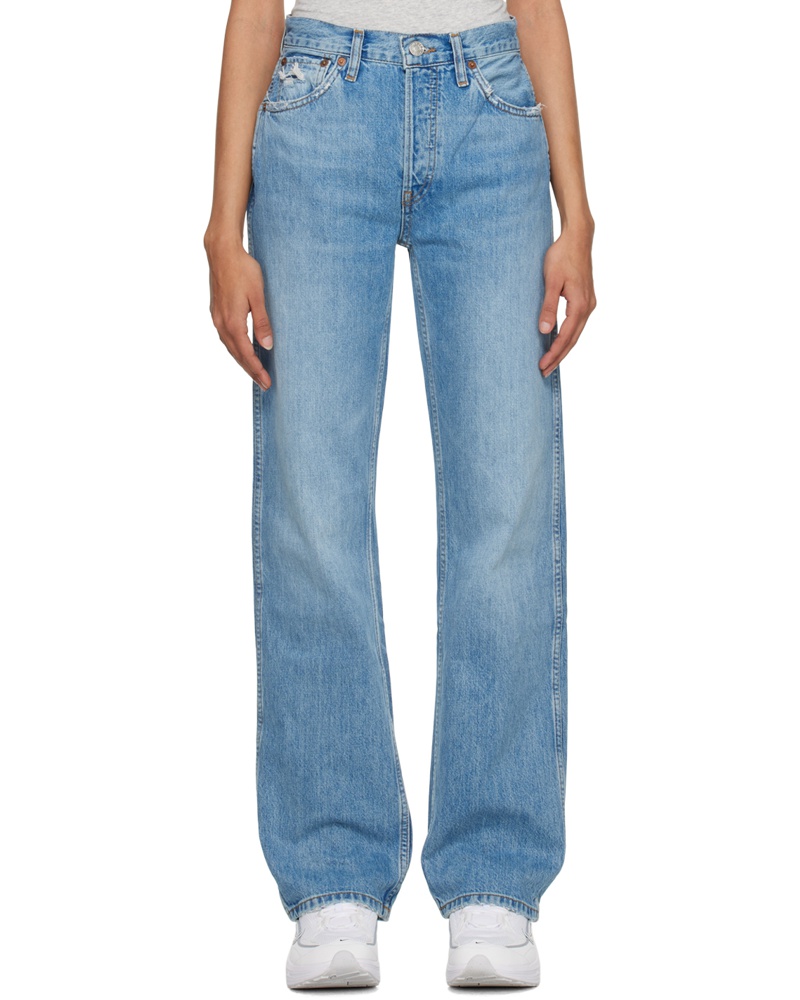 RE/DONE Damen Blue High Rise Loose Jeans
