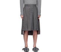 Gray Super 120s Pleated Skirt