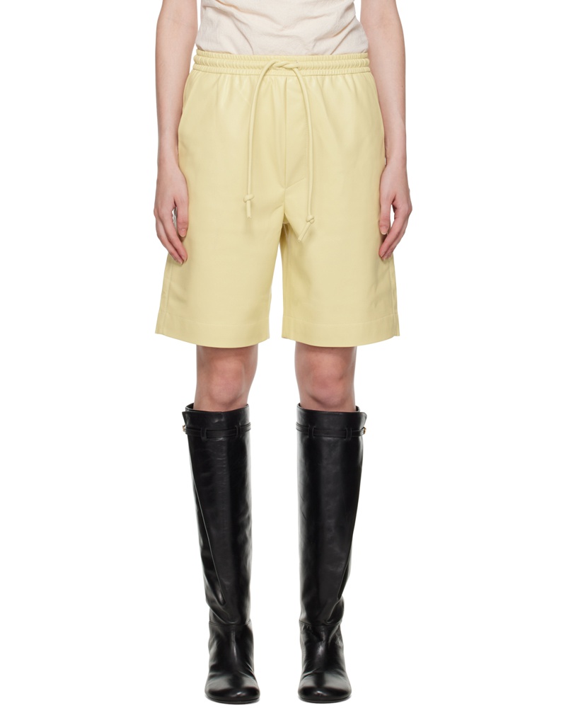 Nanushka Damen Yellow Vegan Leather Munira Shorts